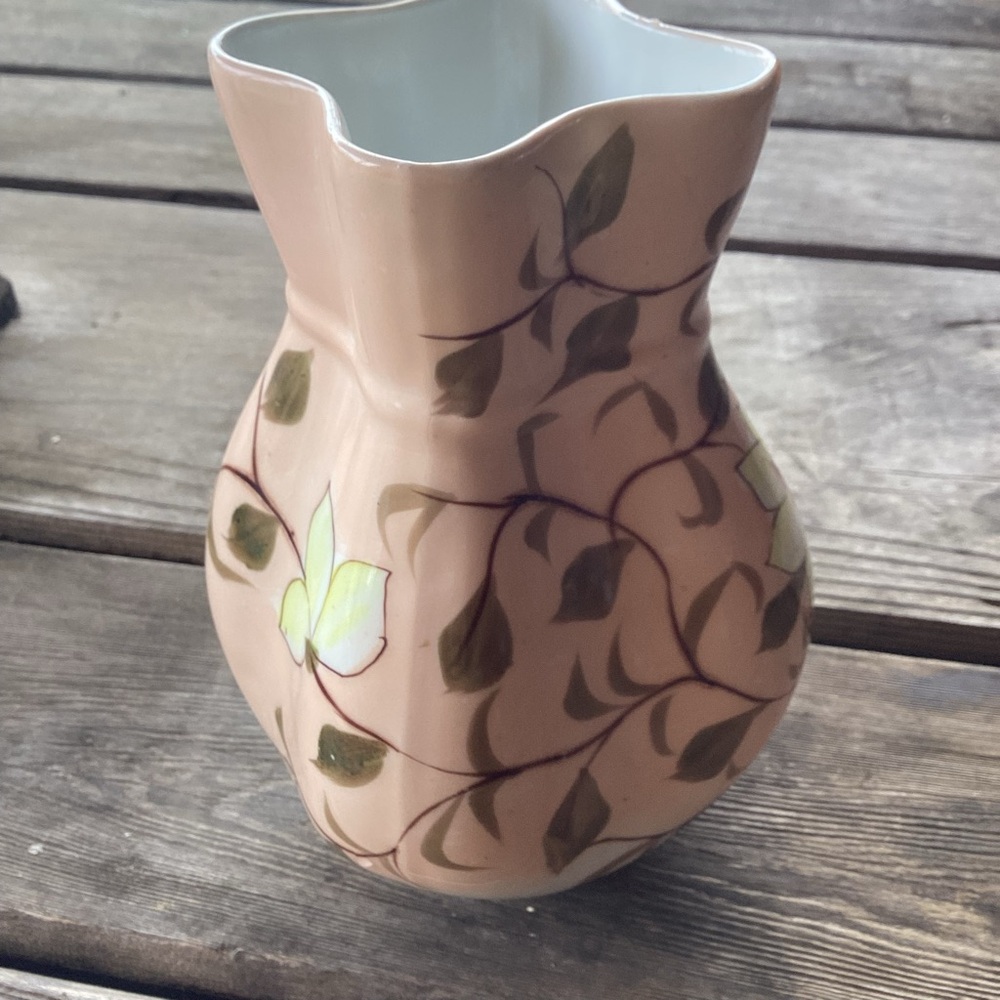 Vintage Hand-Painted Floral Pitcher - 7.5 inches tall